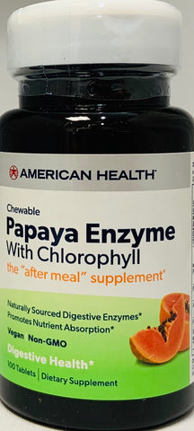 American Health Papaya Enzyme with Chlorophyll 100 Chewable Tablets