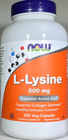 NOW Foods L-Lysine, 500 mg 250 Veg Capsules