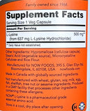 NOW Foods L-Lysine, 500 mg 250 Veg Capsules