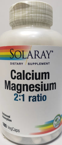 Solaray Calcium Magnesium 2:1 Ratio  180 VegeCaps