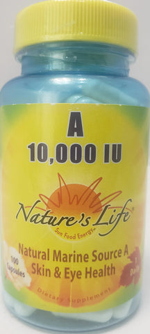 Nature's Life Vitamin A 10,000 IU  100 capsules