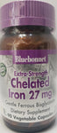 Bluebonnet Chelated Iron 27 mg  90 Vegetable Capsules