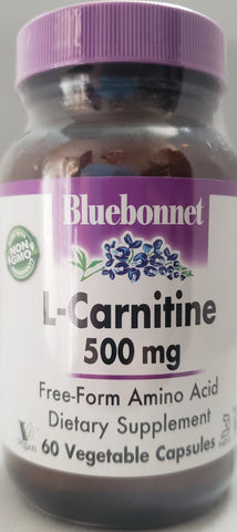 Bluebonnet L-Carnitine 500 mg  60 Vegetable Capsules