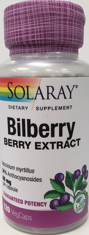 Solaray Bilberry Berry Extract  120 VegCaps