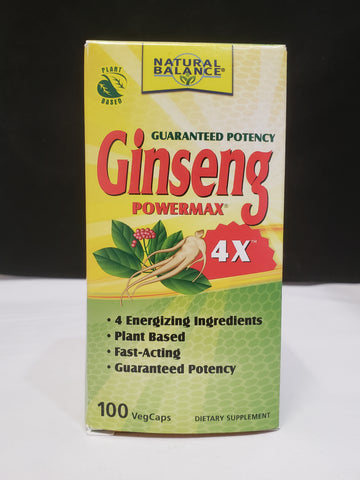 Natural Balance Ginseng Powermax 4X  100 VegCaps