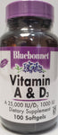 Bluebonnet Vitamin A 25,000 IU & D3 1000 IU  100 Softgels