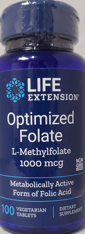 Life Extension Optimized Folate L-Methylfolate 1000 mcg 100 vegetarian tablets
