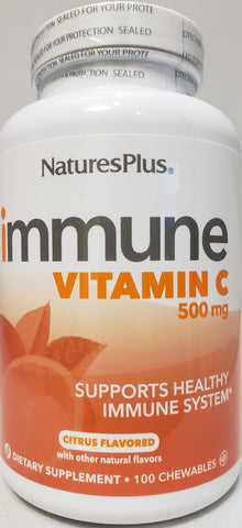 NaturesPlus Immune Vitamin C 500 mg 100 Chewables Citrus Flavor