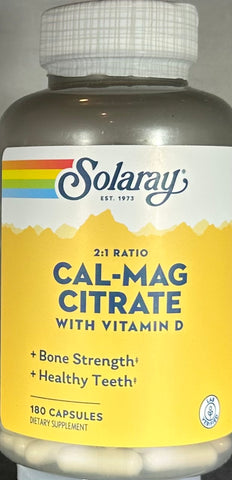 Solaray Cal-Mag Citrate 2:1 Ratio w/D-2 180 Capsules