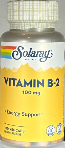 Solaray Vitamin B-2 100 mg 100 VegCaps