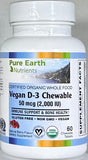 Pure Earth Nutrients Vegan D-3 Chewable 50 mcg (2,000 IU) Berry 60 chewables