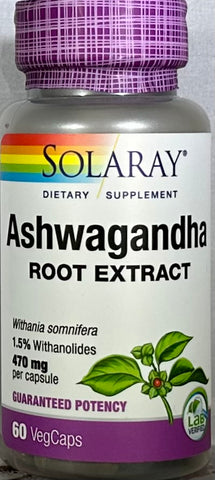 Solaray Ashwagandha Root Extract 470mg  60 VegCaps