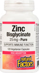 Natural Factors Zinc Bisglycinate 25mg 60 vegetarian Capsules